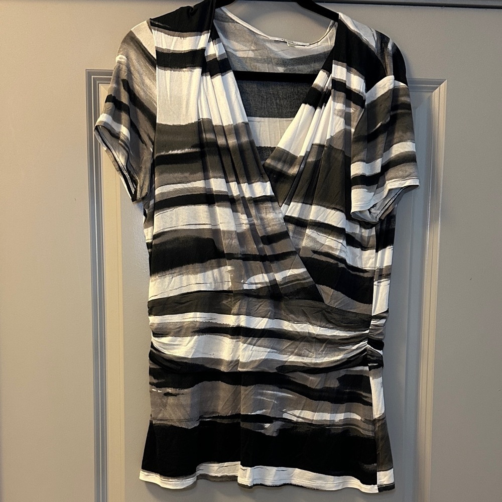 MaxMara Black and White Striped Blouse